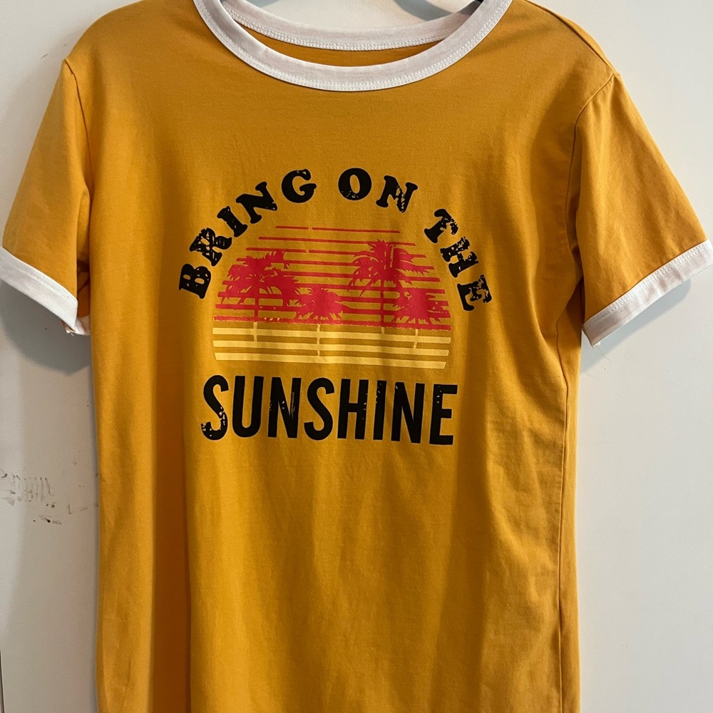 Kids 'Bring On The Sunshine' Yellow Ringer Tee